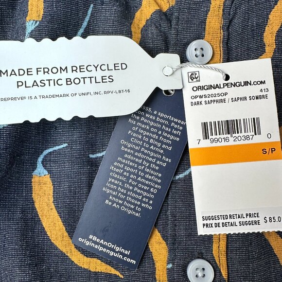 Original Penguin Men's WVN Short Sleeve Peppers Button Down Shirt, Size S, Blue - Picture 8 of 11